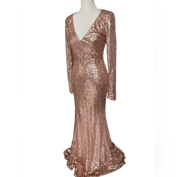 Lulus Capture the Moon Rose Gold Sequin Gown - Picture 5 of 12